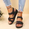 oiangi Wedge Sandals for Women Casual Summer Fish Mouth Open Toe Hook and Loop Platform Slides Solid Hollow Comfortable Outdoor Ladies Shoes Slippers view 2