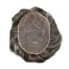 Full French Lace Toupee for Men Human Hair System for Men Bleached Knots with Natural Hairline Breathable Hairpiece #330 Dark Brown with 30% gray hair-100% density, 7"X9" view 4