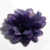 10PCS 8CM 3.1" Fabric Flower for Hair Accessories Chiffon Shiny Hair Flowers for Wedding,Purple,Flower only view 1
