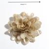 10PCS 8CM 3.1" Fabric Flower for Hair Accessories Chiffon Shiny Hair Flowers for Wedding,Purple,Flower only view 2
