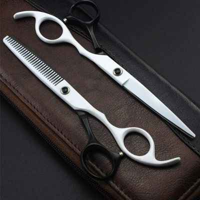 Perfect For Hair Salon Professional Hairdressing Scissor,Barber Hairdresser And Home Use To Trim Your Beard Moustache Haircut Comes With Beautiful Black Scissors Pouch Case ( Color : Blackwhite , Size