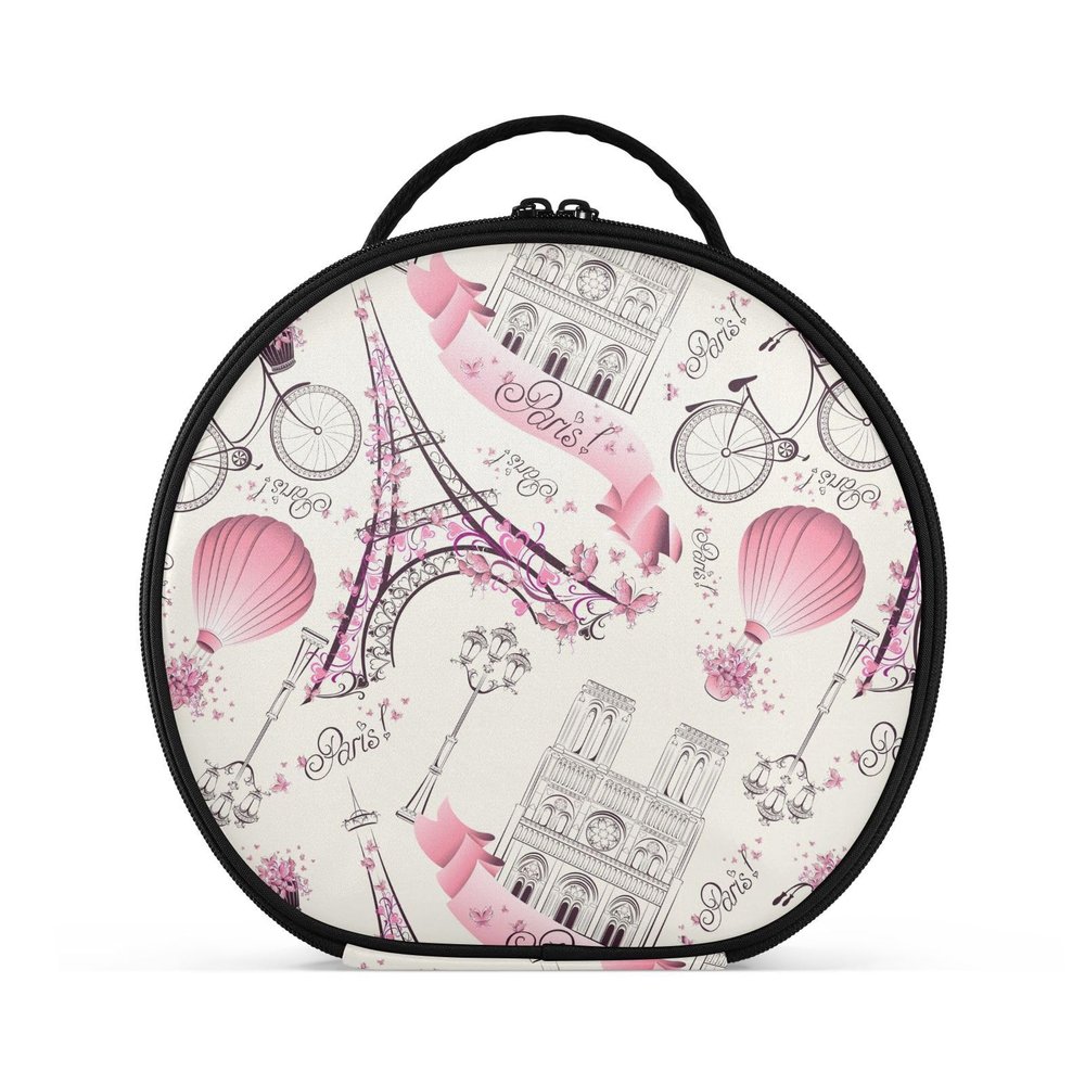 ALAZA Retro Eiffel Tower Foral Travel Portable Cosmetic Bag Large Capacity Travel Makeup Case Organizer