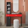 Waktavel Salon Stations for Hair Stylist, Modern Locking Wall Mount Barber Hair Styling Station, Corner Salon Station Organizer Makeup Vanity for Bedroom, Bathroom, Hairdresser (Black & Red) view 1