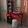 Waktavel Salon Stations for Hair Stylist, Modern Locking Wall Mount Barber Hair Styling Station, Corner Salon Station Organizer Makeup Vanity for Bedroom, Bathroom, Hairdresser (Black & Red) view 2