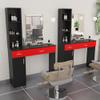 Waktavel Salon Stations for Hair Stylist, Modern Locking Wall Mount Barber Hair Styling Station, Corner Salon Station Organizer Makeup Vanity for Bedroom, Bathroom, Hairdresser (Black & Red) view 3