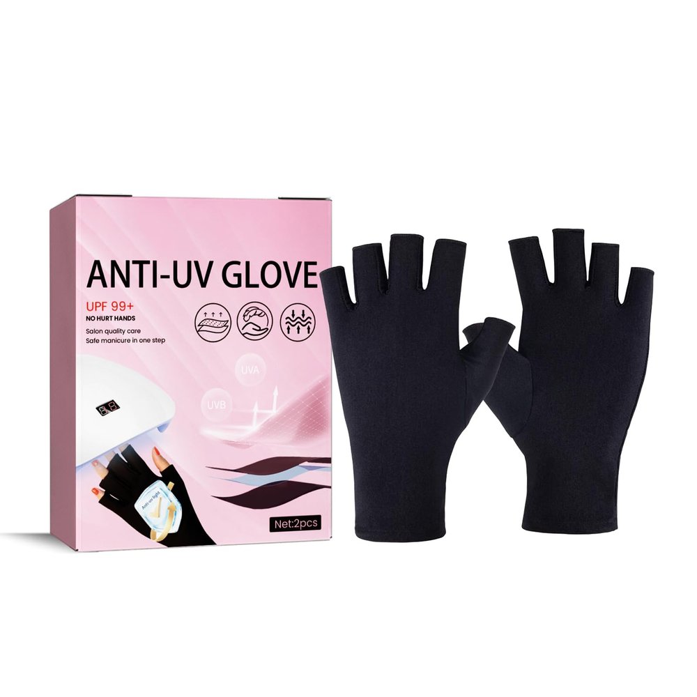 Anti UV Gloves for Nail Lamp Light, Professional UV Protection Gloves for Manicures, Fingerless UV Light Gloves for Gel Nail Lamp Protect Hands from UV Harm