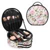 ALAZA Peony Sakura Feathers Vintage Travel Makeup Train Case Makeup Cosmetic Case with Adjustable Dividers view 2