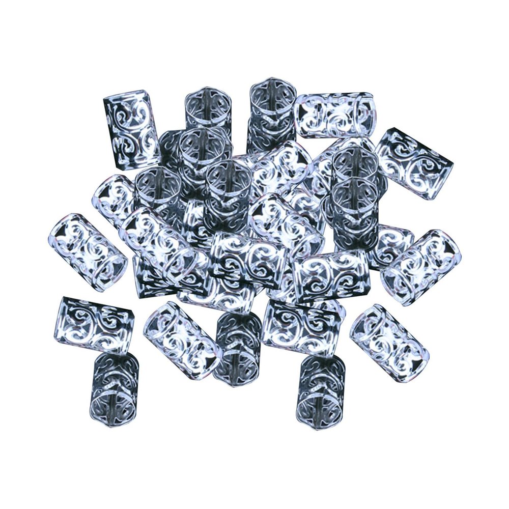 100x Braids Hair Rings Dreadlock Beads Braiding Hair Decoration Clips Dirty Braid Hair Buckles for Party, Silver