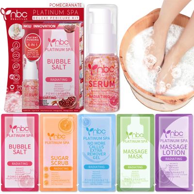 nbc BeautiLab Pedicure Foot Soak Set - Upgraded 6 in 1 Foot Spa, Foot Bath Spa, Pedicure Kit, Foot Soak for Tired & Dry Cracked Feet, Athletes Feet and Calluses (Pomegranate)