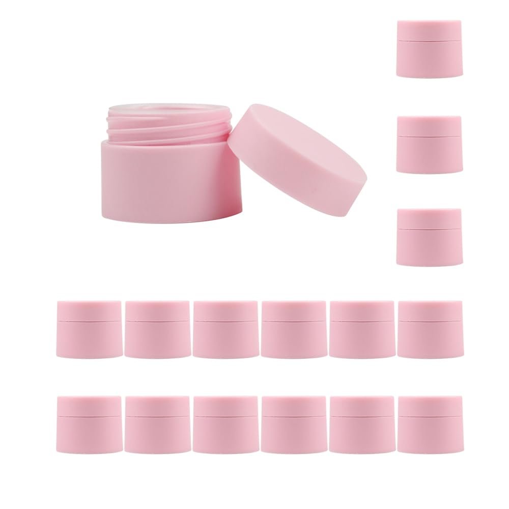 10ml/10g Mini Cream Jars Makeup Sample Containers with Lids Wide-mouth Leak Proof Plastic Container Jars for Travel Storage Beauty Products Face Creams DIY Making(Pack of 20,Pink)