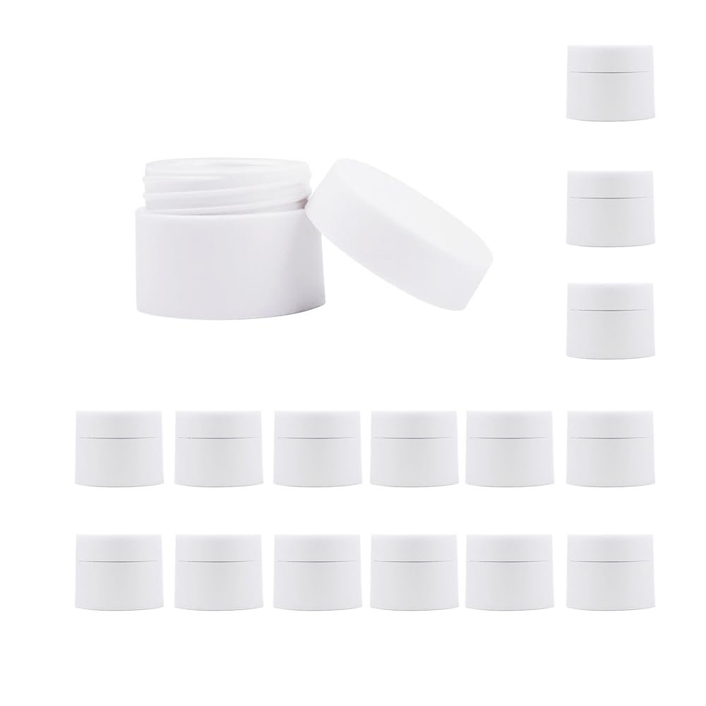 10ml/10g Mini Cream Jars Makeup Sample Containers with Lids Wide-mouth Leak Proof Plastic Container Jars for Travel Storage Beauty Products Face Creams DIY Making(Pack of 20,White)