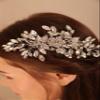 BERYUAN Wedding Silver Flower Leaf Crystal Rhinestone Hair Comb Teardrop Crystal Rhinestone Beads Hair Comb Wedding Hair Accessories for Women Girls view 3