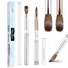 Shine Chance 2Pcs Acrylic Nail Art Brushes Size 8 10, 100% Pure Kolinsky Hair Oval Nail Brush for Acrylic Application, Professional Nail Extension Manicure Tool Striping Nail Drawing Pen for Home view 1