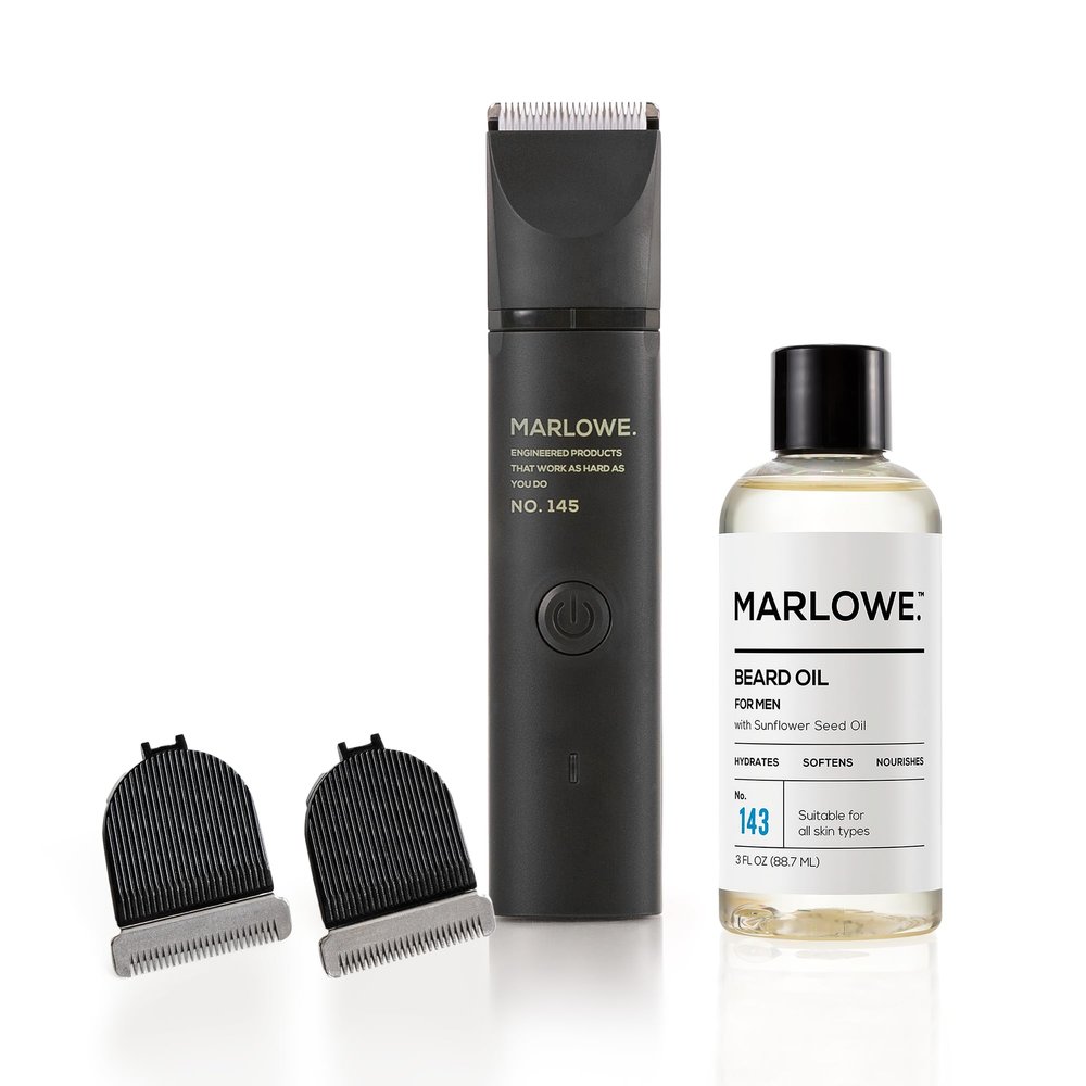 Marlowe. No. 145 Body Hair Trimmer for Men | No. 146 Ceramic Trimmer Replacement Blades | Beard Oil Conditioner