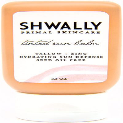 Shwally Zinc & Avocado Mineral SunBalm 30SPF, The Only Real Primal Sun Lotion - 100% Grass Fed Tallow, Avocado Oil & Non-Nano Zinc Oxide - Pregnancy Safe (Coconut + Vanilla, 2.5 Fl Oz & Tinted)