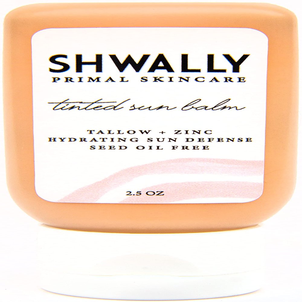 Shwally Zinc & Avocado Mineral SunBalm 30SPF, The Only Real Primal Sun Lotion - 100% Grass Fed Tallow, Avocado Oil & Non-Nano Zinc Oxide - Pregnancy Safe (Coconut + Vanilla, 2.5 Fl Oz & Tinted)
