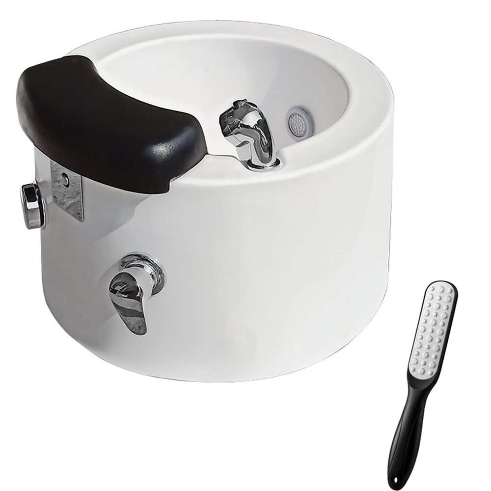 AMEERR Acrylic Pedicure Sink Heated Foot Spa Colorful Lamp Footbath Salon Massage Equipment Health Manicure Basin Spa Massage Round Footbath Deep Foot Bath Spa with Massage (Size : Bath+Pedicure)
