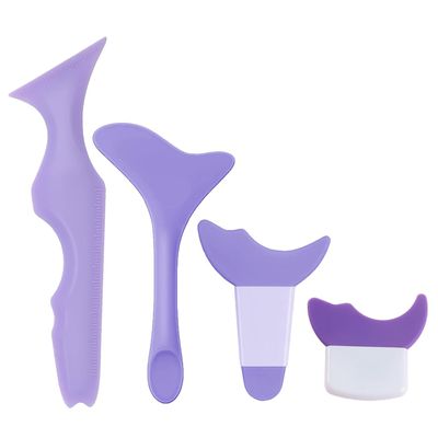4 Pcs All In One Eyeliner Stencils Wing Tips + Eyeshadow and Eyeliner Stencils Pad + Silicone eyeshadow baffle, Defined Eyeliner Eyelash Guide Tool for Beginners and Makeup Masters - Purple