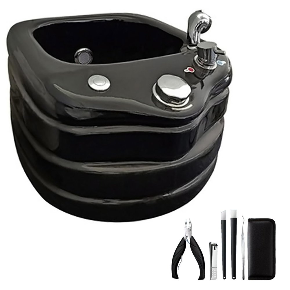 AMEERR Foot Massager Spa Pedicure Bowl Spa Footbath Salon Massage Equipment Colorful Lamp Footbath Hot and Cold Adjustment Acrylic Pedicure Sink Massage Foot Square Footbath (Size : Bath+Pedicure)