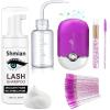 Shmian Lash Shampoo for Lash Extensions, Lash Fan 50ml Eyelash Foam cleanser with 50 Pcs Eyelash Brush and Rinse Bottle Oil Free/Sulfate Free Eyelash Wash Remover, Purple view 1