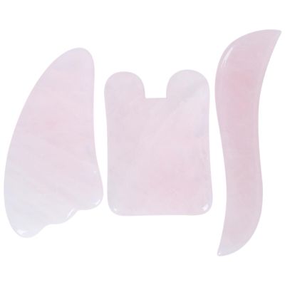 FOMIYES Rose Quartz Set 3pcs Face Cupping Tool Gentle Facial Massager for Skin Care Random Color
