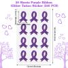 20 Sheets 240 Pcs Purple Ribbon Glitter Tattoos Domestic Violence Awareness Ribbon Temporary Tattoos Lupus Overdose Alzheimers Pancreatic Cancer for Women Man Charity Public Social Event view 2