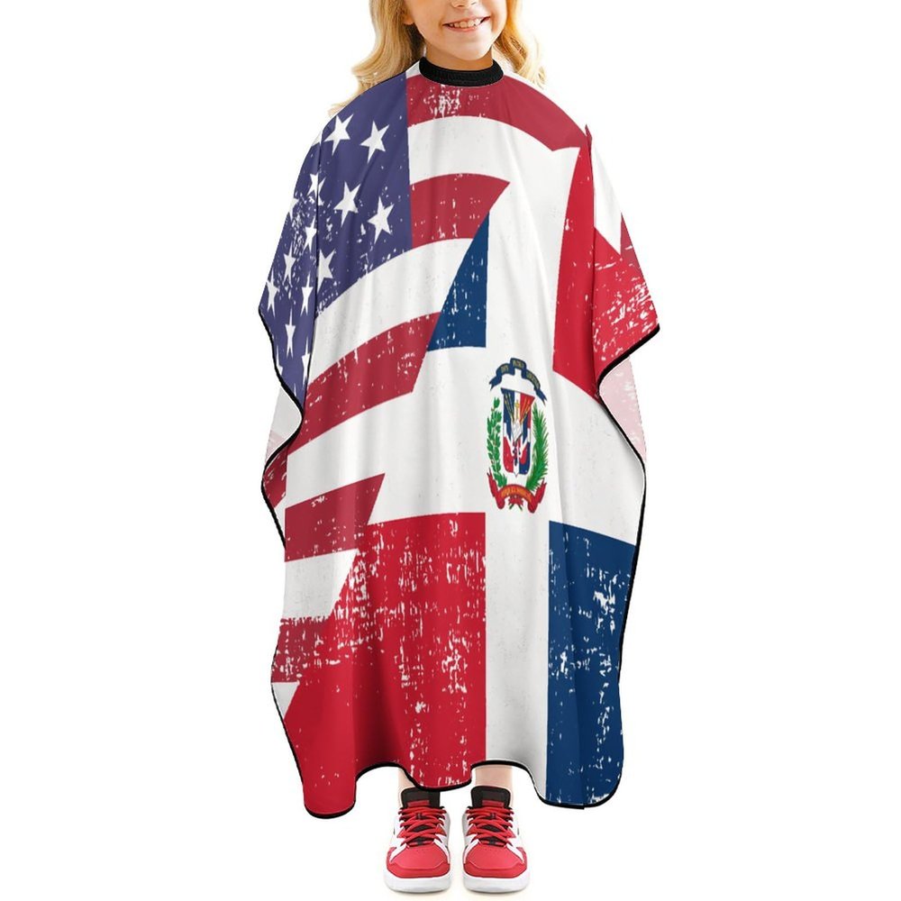 America Dominican Flag Barber Cape Professional Hair Cutting Cape Cute Haircut Apron for Boys Girls