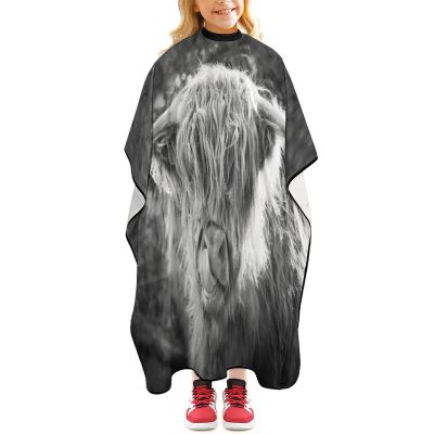 Black White Highland Cow Barber Cape Professional Hair Cutting Cape Cute Haircut Apron for Boys Girls