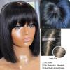 12inch Blunt Cut Human Hair Short Bob Wigs for Black Women 180% Human Hair Wig with Bangs and Scalp None Lace Full Machine Made Wigs with bang Brazilian Glueless view 2