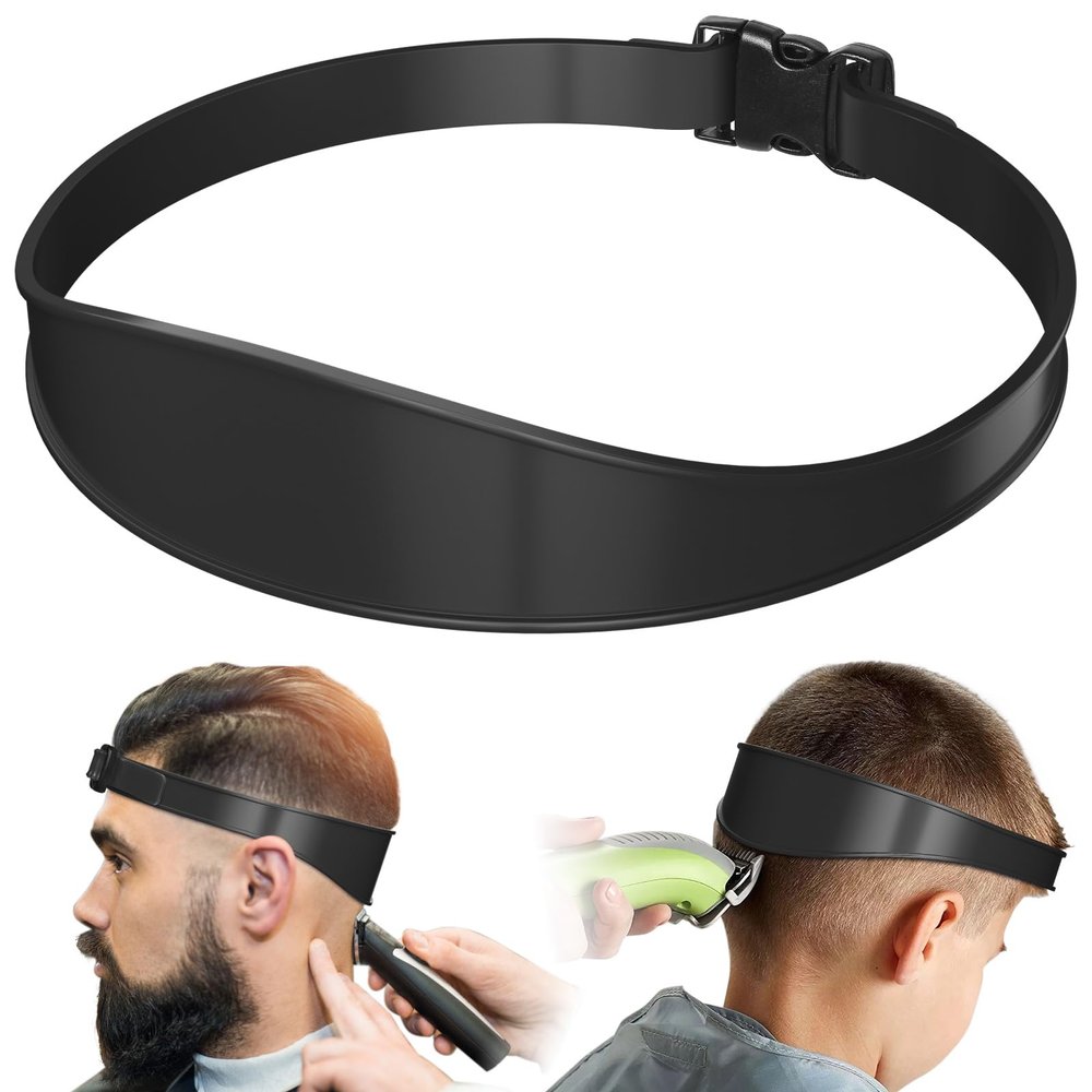 AOMGD Neckline Shaving Template and Adjustable Hair Trimming Guide,DIY Self Haircutting System, Shaving and Keeping a Clean and Straight Neck Hairline,Easy Use Tool Soft Portable (Black)