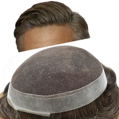 Hair Wonders Toupee For Men Hair Piece Replacement System For Men Real Human Hair Swiss Lace Mens Toupee Hairpieces For Men Hair Prosthesis 7x9 Medium light density #210 2# DARKEST BROWN+10% GREY