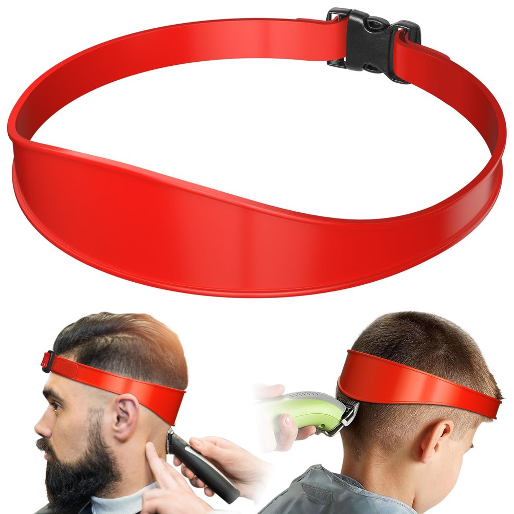AOMGD Neckline Shaving Template and Adjustable Hair Trimming Guide,DIY Self Haircutting System, Shaving and Keeping a Clean and Straight Neck Hairline,Easy Use Tool Soft Portable (Red)