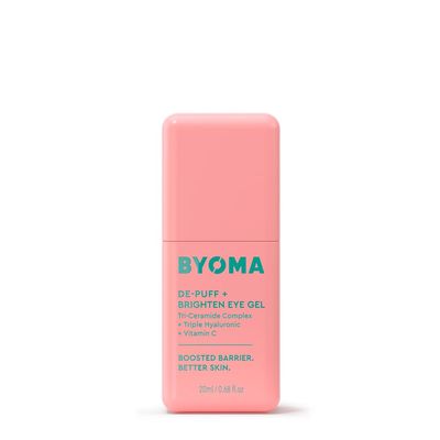 BYOMA De-Puff + Brighten Eye Gel - Lightweight Gel Eye Cream for Dark Circles, Puffiness & Wrinkles - Under Eye Cream With Hyaluronic Acid & Vitamin C - Barrier Repair Skincare - 0.68 fl. oz