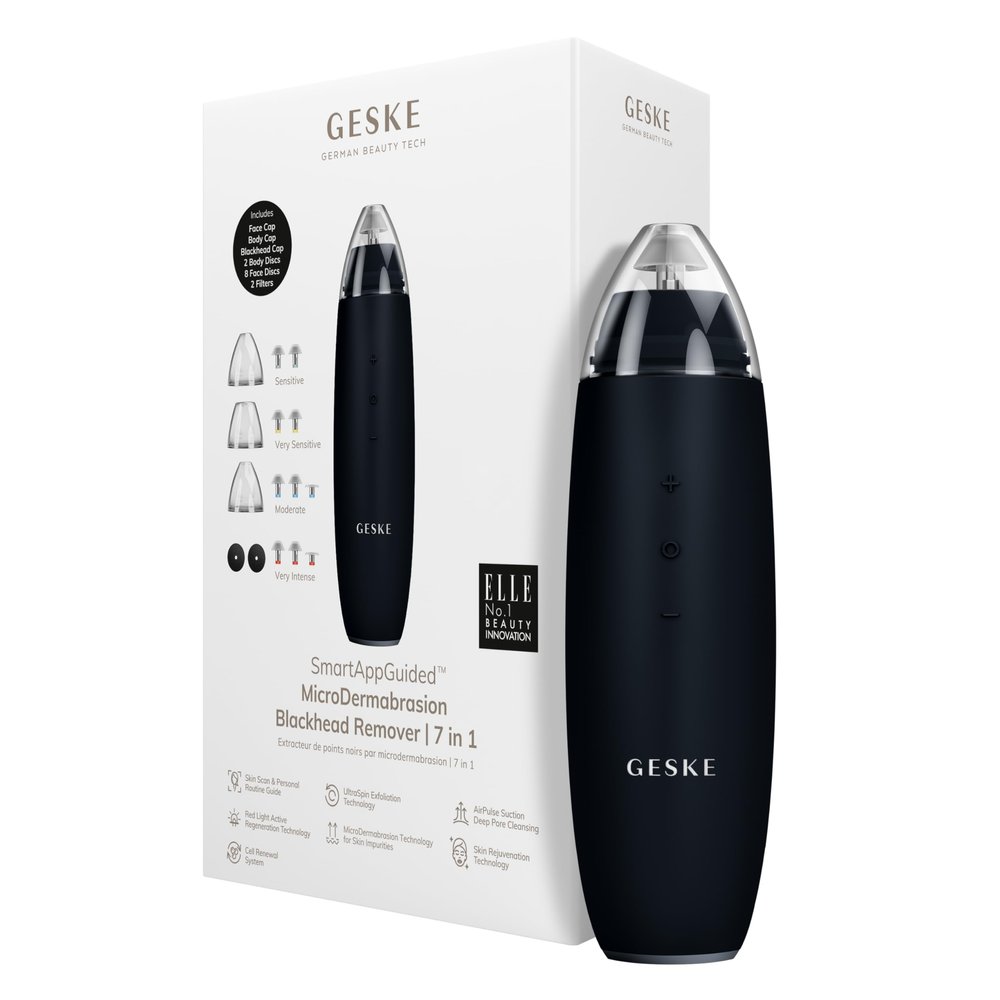 GESKE SmartAppGuided MicroDermabrasion Blackhead Remover | 7 in 1 | Blackhead Remover | Electric Pore Cleaner | Innovative Vacuum Cup | Beauty Tool | Skin Cleansing Device | Skincare Device