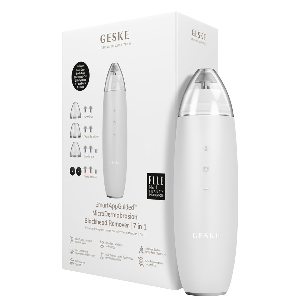 GESKE SmartAppGuided MicroDermabrasion Blackhead Remover | 7 in 1 | Blackhead Remover | Electric Pore Cleaner | Innovative Vacuum Cup | Beauty Tool | Skin Cleansing Device | Skincare Device