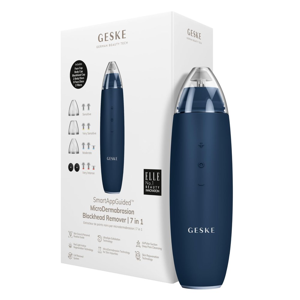 GESKE SmartAppGuided MicroDermabrasion Blackhead Remover | 7 in 1 | Blackhead Remover | Electric Pore Cleaner | Innovative Vacuum Cup | Beauty Tool | Skin Cleansing Device | Skincare Device
