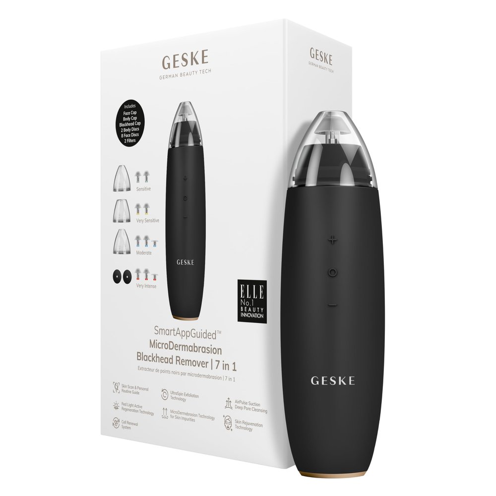 GESKE SmartAppGuided MicroDermabrasion Blackhead Remover | 7 in 1 | Blackhead Remover | Electric Pore Cleaner | Innovative Vacuum Cup | Beauty Tool | Skin Cleansing Device | Skincare Device