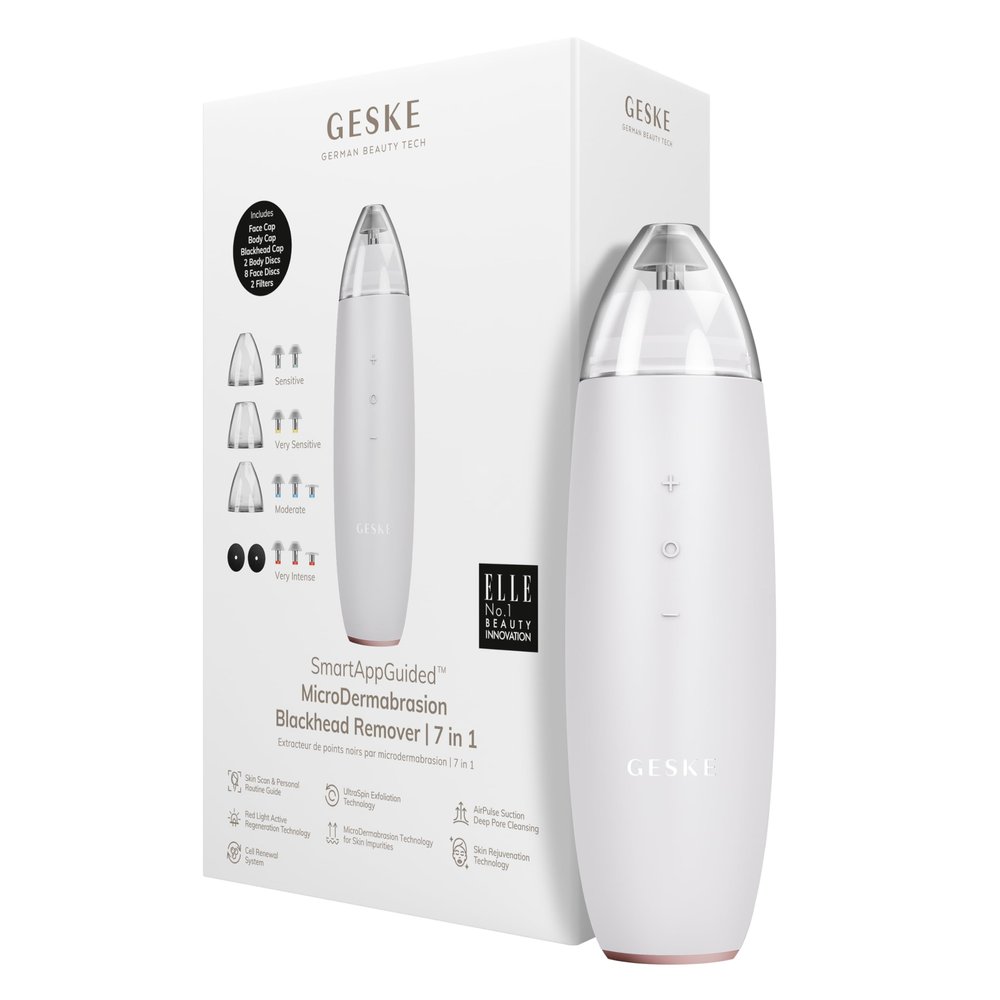 GESKE SmartAppGuided MicroDermabrasion Blackhead Remover | 7 in 1 | Blackhead Remover | Electric Pore Cleaner | Innovative Vacuum Cup | Beauty Tool | Skin Cleansing Device | Skincare Device