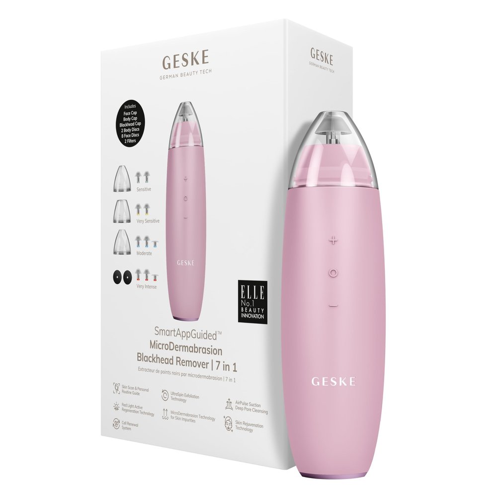 GESKE SmartAppGuided MicroDermabrasion Blackhead Remover | 7 in 1 | Blackhead Remover | Electric Pore Cleaner | Innovative Vacuum Cup | Beauty Tool | Skin Cleansing Device | Skincare Device