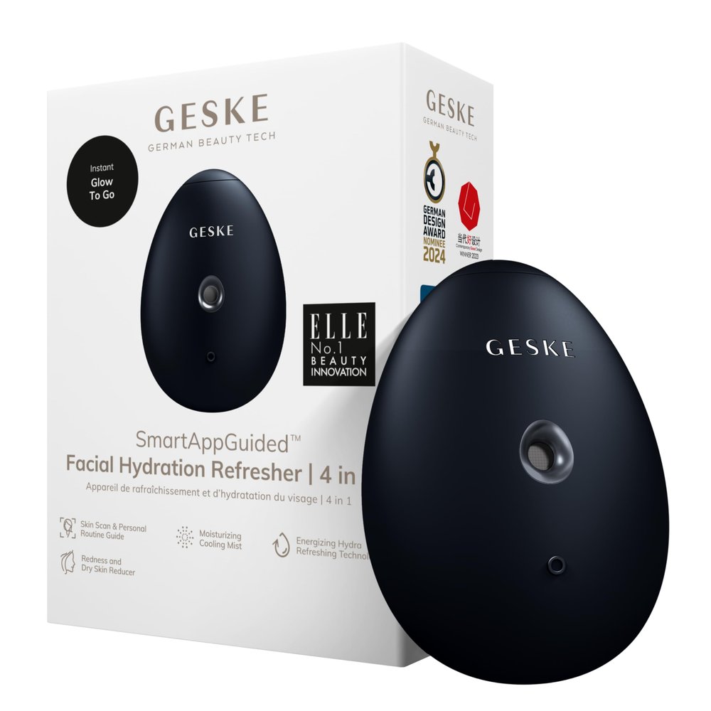GESKE SmartAppGuided Facial Hydration Refresher | 4 in 1 | Water Atomizer | Moisturizing Spray Machine | Face Mister | Humidifier for Natural Glow | Reduce Redness & Dry Skin