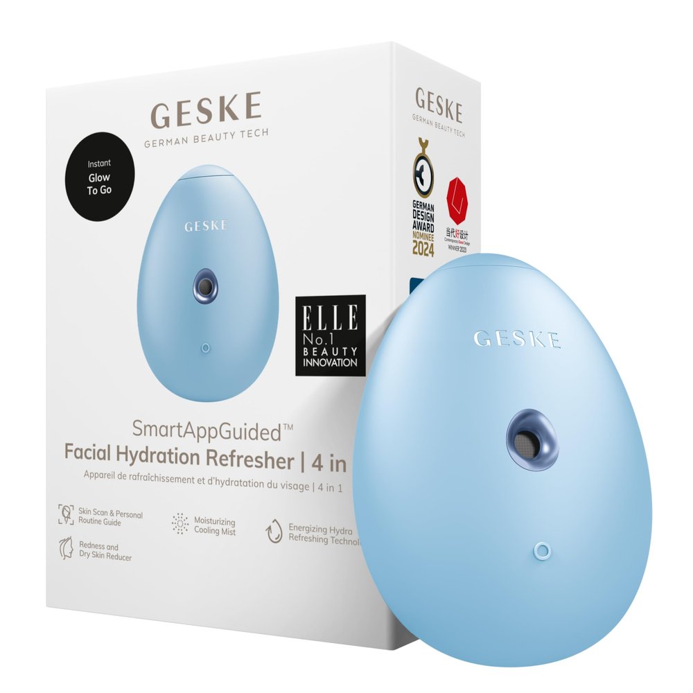 GESKE SmartAppGuided Facial Hydration Refresher | 4 in 1 | Water Atomizer | Moisturizing Spray Machine | Face Mister | Humidifier for Natural Glow | Reduce Redness & Dry Skin