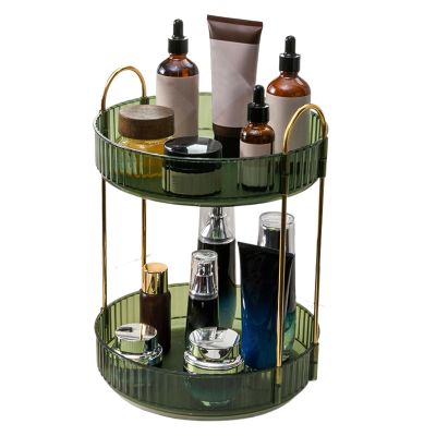 360 Rotating Makeup Organizer, Makeup Storage Shelf, Bathroom Makeup Carousel Spinning Holder Rack, High-Capacity Multi-layered Stable Base Good Load-bearing Raised Desktop Makeup Storage Holder Gr