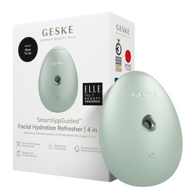 GESKE SmartAppGuided Facial Hydration Refresher | 4 in 1 | Water Atomizer | Moisturizing Spray Machine | Face Mister | Humidifier for Natural Glow | Reduce Redness & Dry Skin