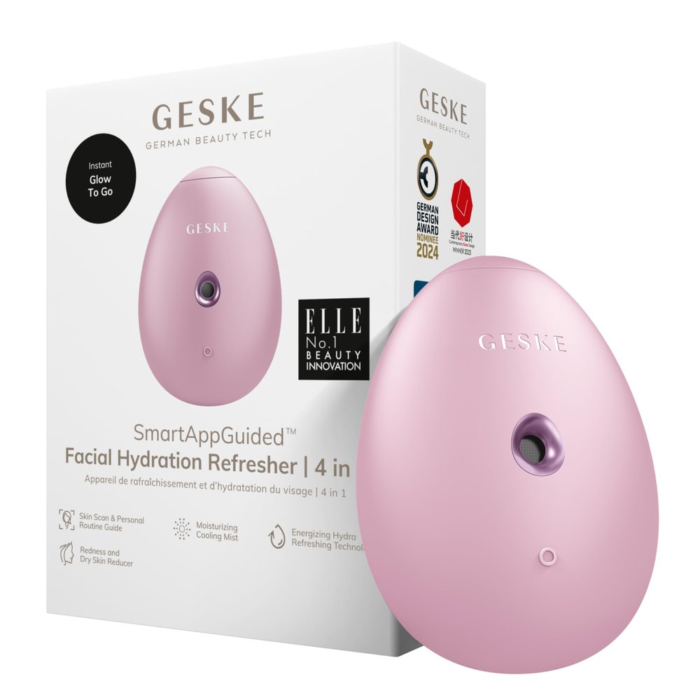 GESKE SmartAppGuided Facial Hydration Refresher | 4 in 1 | Water Atomizer | Moisturizing Spray Machine | Face Mister | Humidifier for Natural Glow | Reduce Redness & Dry Skin