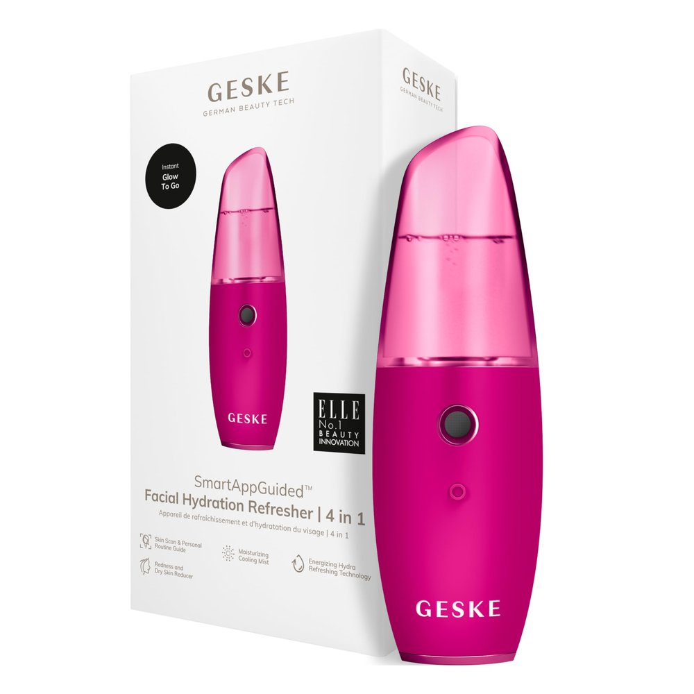 GESKE SmartAppGuided Facial Hydration Refresher | 4 in 1 | Water Atomizer | Moisturizing Spray Machine | Face Mister | Humidifier for Natural Glow | Reduce Redness & Dry Skin