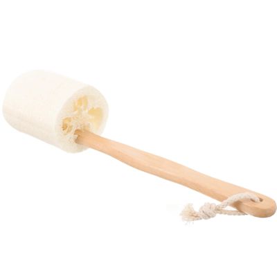 LALAFINA Home Use Handheld Bath Brush Natural Loofah Exfoliating Scrubber for Skin Cleaning Comfortable Handle Bath Tool for Back Arm and Leg Care