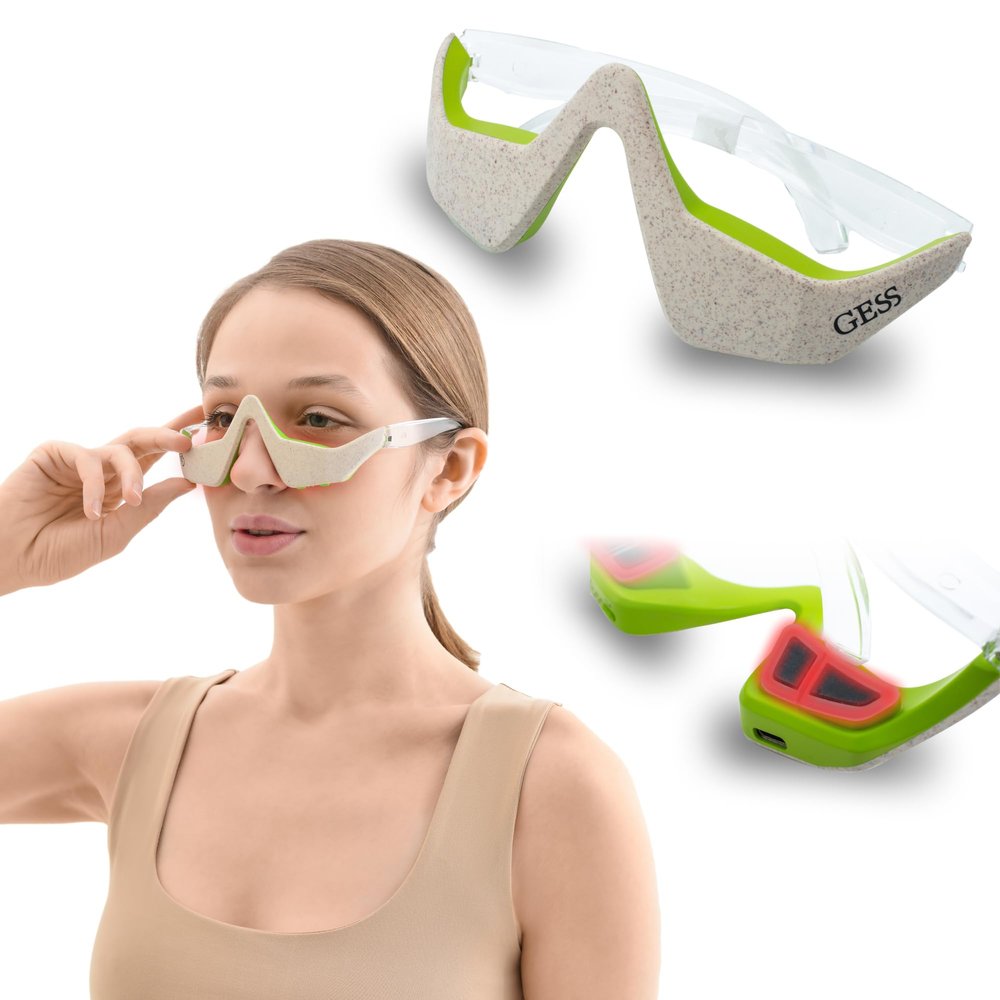 GESS Kuper Microcurrent Glasses Face Lifting Device 3 Intensity Modes Rechargeable Anti-Ageing Machine Contour Skin Tightening Microcurrent Face Lifter Face Tightening and Lifting Anti-Wrinkle