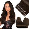 [2 Packs Bundle] Sunny Hair Clip in Hair Extensions Dark Brown 12inch 5pcs 80g + Clip in Hair Extensions Brown 3pcs 12inch 80g #2 view 1