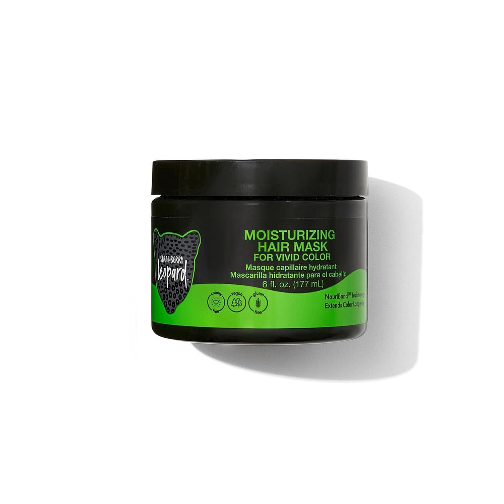 Strawberry Leopard Moisturizing Mask for Vivid Hair Color, Dry Damaged Hair, Deep Conditioner, Vegan, Cruelty Free, 4 Oz