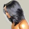 10inch Layered Lace Front Wigs Brazilian Glueless 180% Short Bob Human Hair Wig for Black Women 13X4 Middle Part Short Cut Layered Bob Wig PrePlucked BabyHair view 2